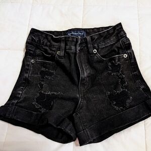 Aeropostale Women's Black Distressed Denim Shorts Size 00